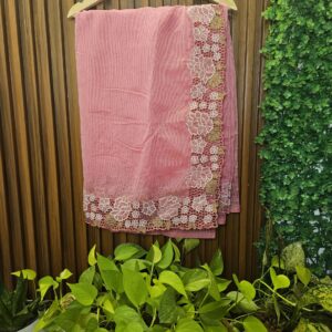 Silky Kota Full Border Cutwork Sarees - Design1  (Preorder)