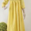 Pleeted Semi Silk Kurti With Handwork