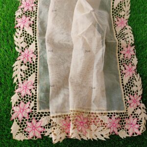 Silky Kota Full Border Cutwork Sarees - Design6  (Preorder)