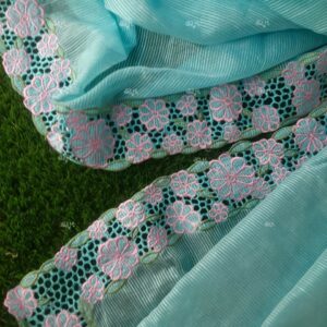 Silky Kota Full Border Cutwork Sarees - Design5  (Preorder)