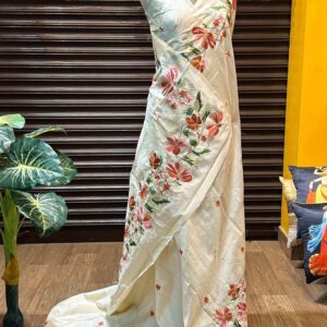 Semi Silk Saree with Heavy Embroidery