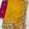 Blended Tussar saree with cross stitch and cutwork ( Available in 8 colors)