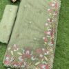 Blended Tussar saree with cross stitch and cutwork ( Available in 8 colors)