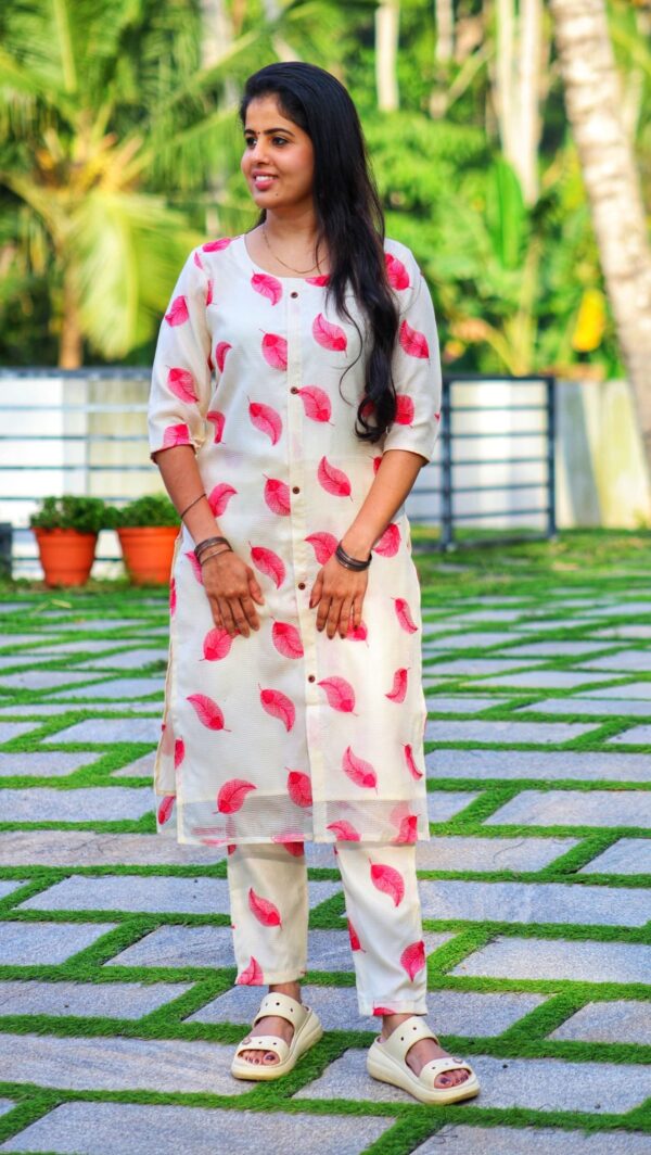 Kota with leaf embroidery coord set - CS-001