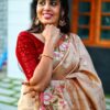 Blended Tussar saree with cross stitch and cutwork ( Available in 8 colors)