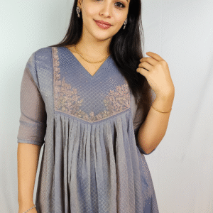 Pleeted dual tone Kurti With Handwork (MC-1)