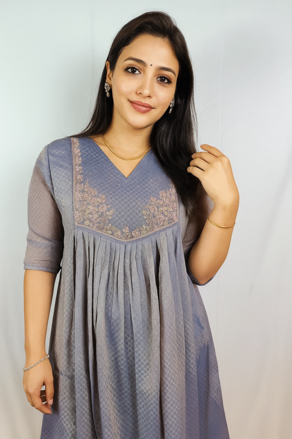 Pleeted dual tone Kurti With Handwork (MC-1)