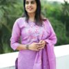 2026/03/1000793464.jpg Elegant Lavender Kota Embroidered Two-Piece Set – Top & Dupatta