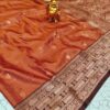 (preorder)Rustic orange semi kanchi saree