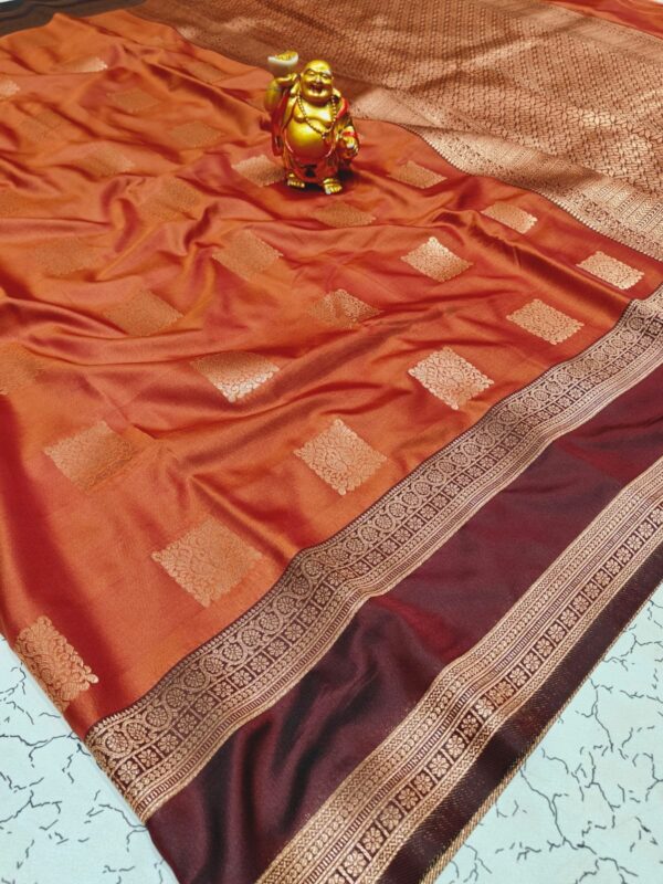 (preorder)Rustic orange semi kanchi saree