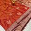 (preorder)Rustic orange semi kanchi saree