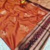 (preorder)Rustic orange semi kanchi saree