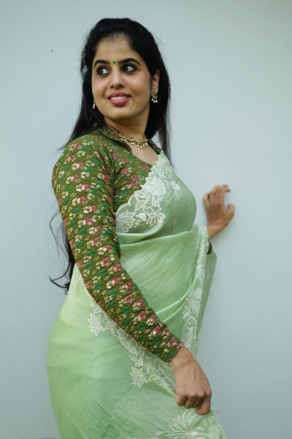 Premium Shimmer Organza Saree with Embroidery