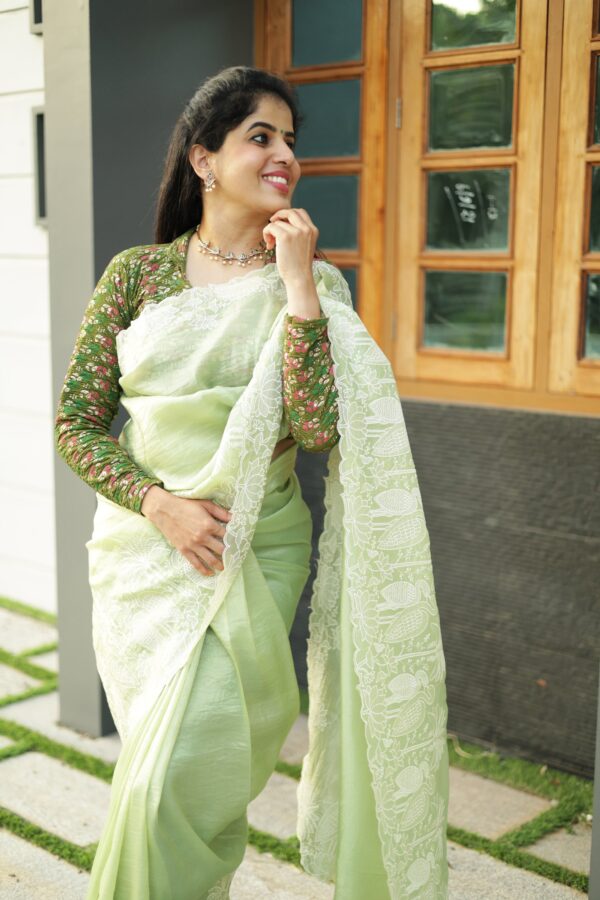 Premium Shimmer Organza Saree with Embroidery