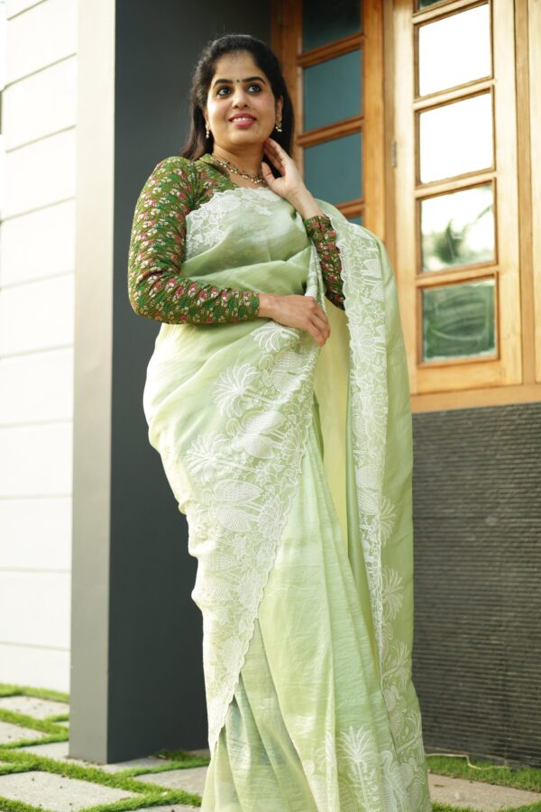 Premium Shimmer Organza Saree with Embroidery