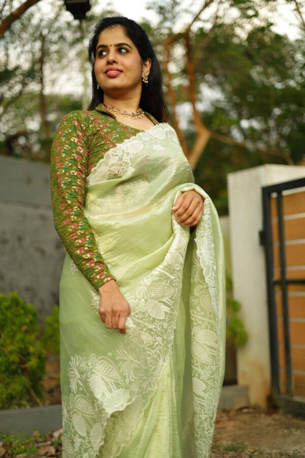 Premium Shimmer Organza Saree with Embroidery