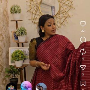 Cotton Silk Saree with Elegant Silver Stripes