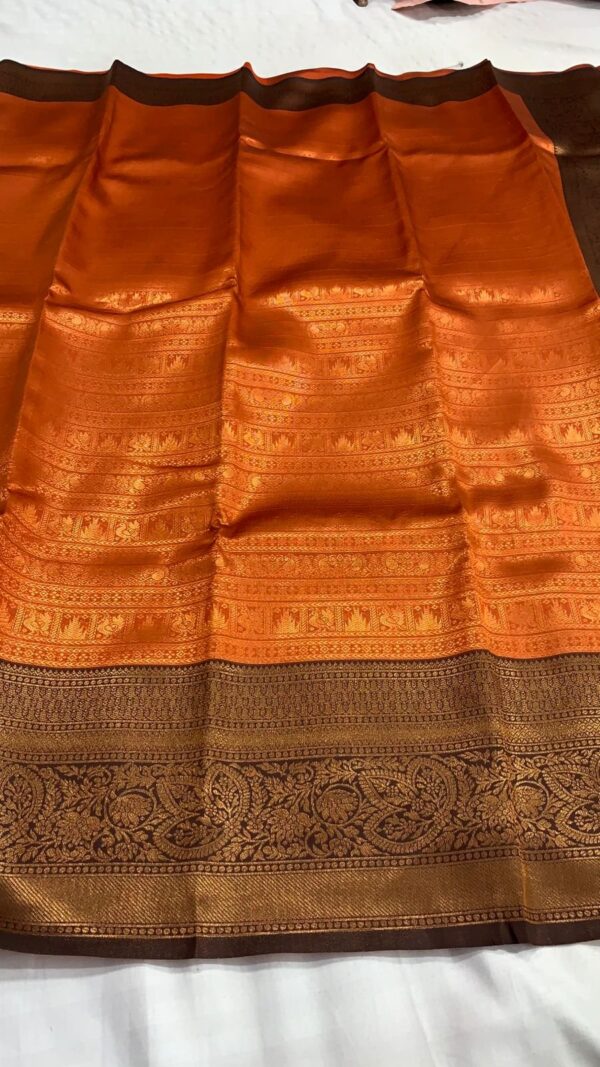 Drishyam Rust Orange Kanchi Silk Saree