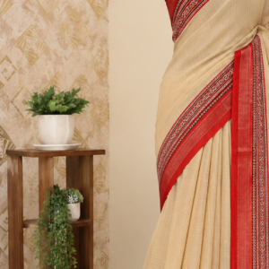 off white with ajrakh border