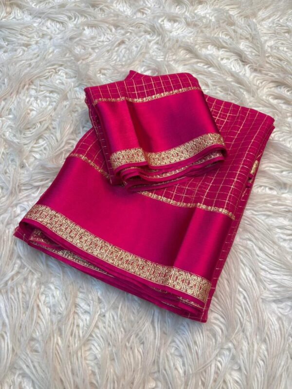 Rani pink checks viscous georgette