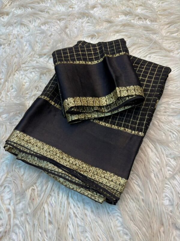 Black checks viscous georgette
