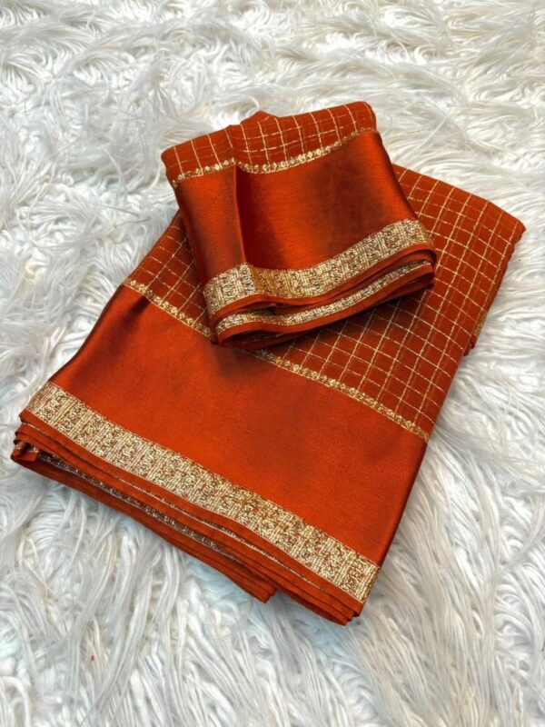 orange checks viscous georgette