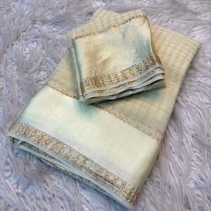 offwhite checks viscous georgette saree
