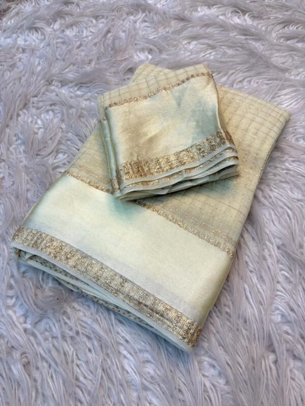 offwhite checks viscous georgette saree