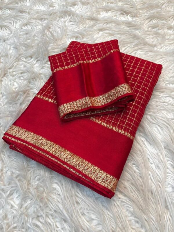 Red checks viscous georgette