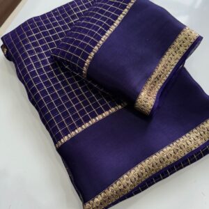 violet checks viscous georgette saree