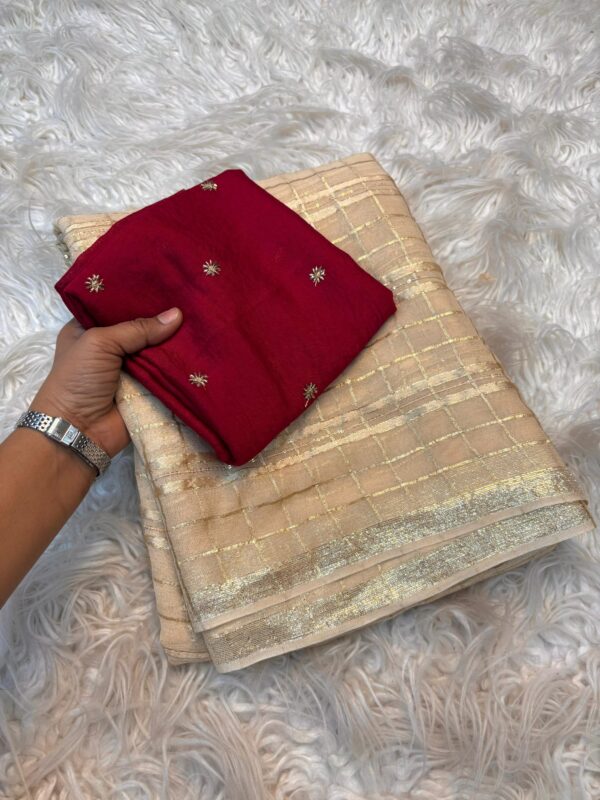layam - beige golden lines viscous georgette
