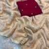 layam - beige golden lines viscous georgette