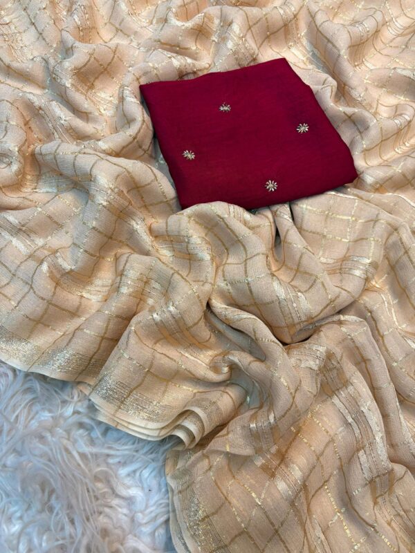 layam - beige golden lines viscous georgette