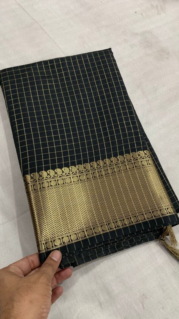 Trisha - black checks katan silk saree