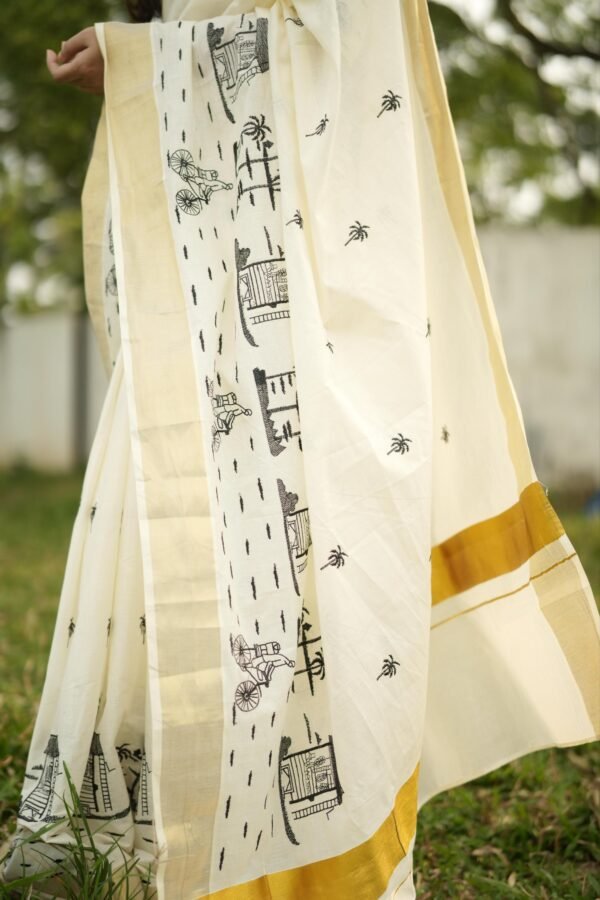 chaya kada- embroidered kerala  saree