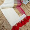Sakhi - 120 Thread Count Mul Cotton Saree with Traditional Gold Kasavu Border