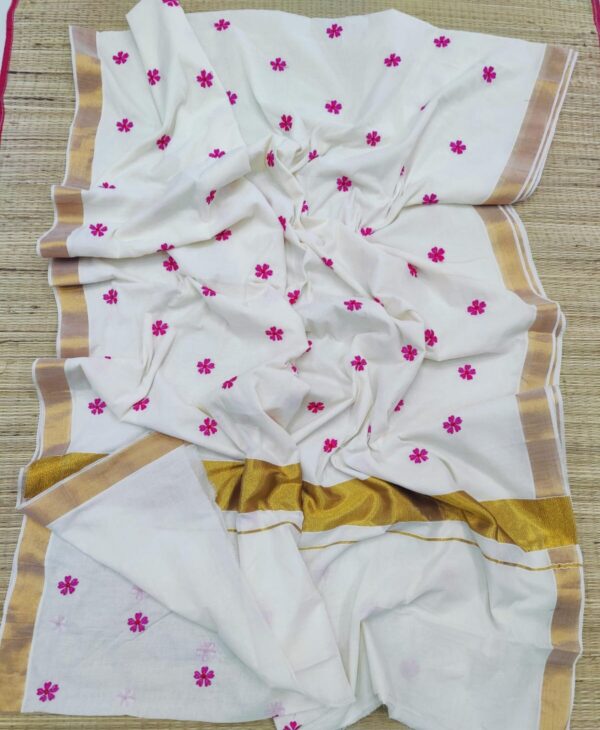 pushpa- embroidered kerala  saree