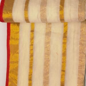 kasthuri - 120 Thread Count Mul Cotton Saree with Traditional Gold Kasavu Border