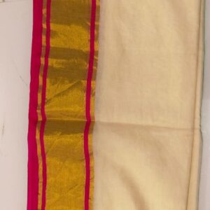 Mouri - 120 Thread Count Mul Cotton Saree with Traditional Gold Kasavu Border