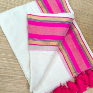 leyam - 120 Thread Count Mul Cotton Saree with Traditional Gold Kasavu Border
