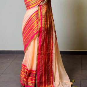 Thara - 120 Thread Count Mul Cotton Saree with Traditional Gold Kasavu Border