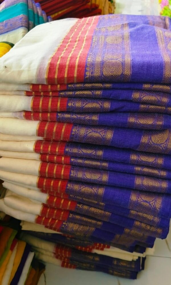 lasam - 120 Thread Count Mul Cotton Saree with Traditional Gold Kasavu Border