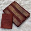 2026/06/1001262244-scaled.jpg Nila - Maroonish brown organza saree with khadi stripes