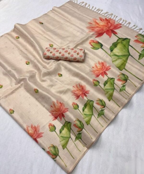 rakha - lotus digital print saree