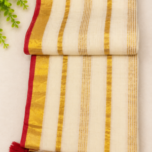 2026/06/1001914822.png kasthuri - 120 Thread Count Mul Cotton Saree with Traditional Gold Kasavu Border