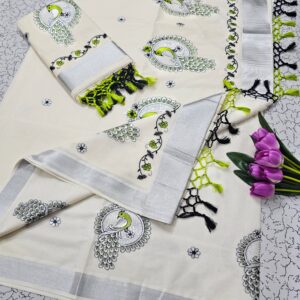 Dhwani-003- embroidered kerala  saree