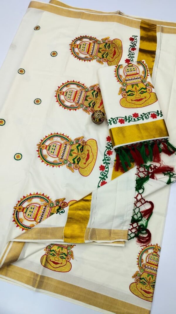 Dhwani-007- embroidered kerala  saree
