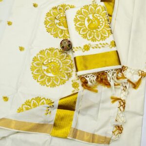 Dhwani-008- embroidered kerala  saree