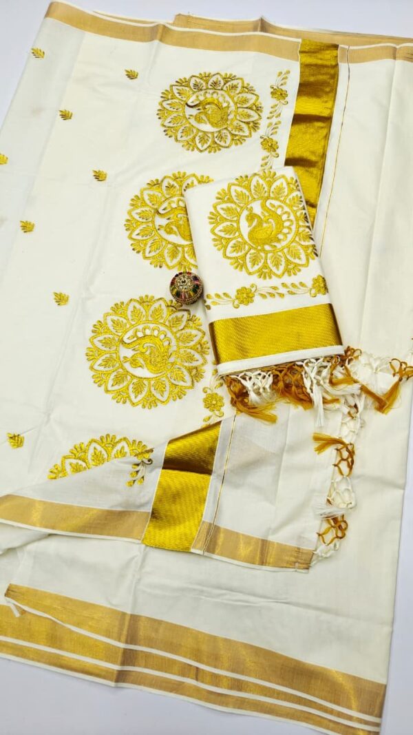 Dhwani-008- embroidered kerala  saree
