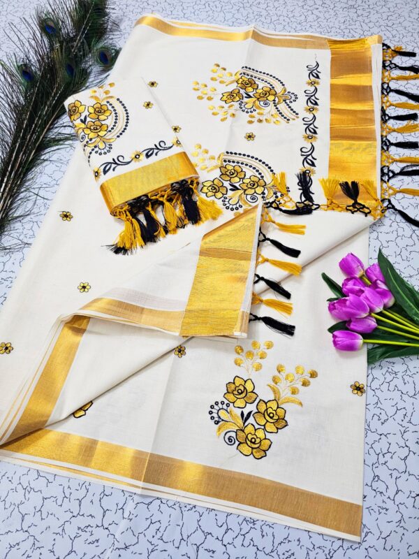 Dhwani-006- embroidered kerala  saree
